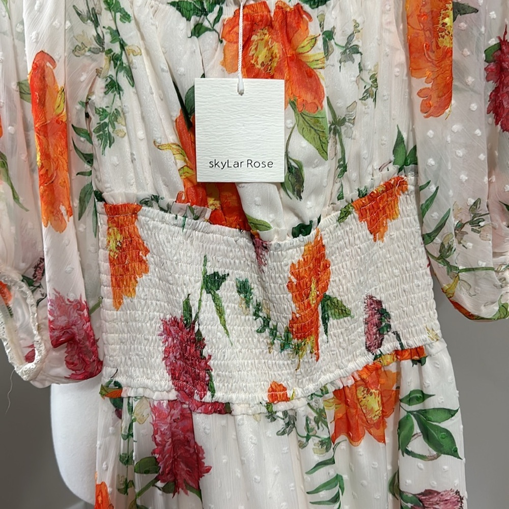 NWT beautiful floral SkyLar Rose maxi dress with shirred waistline detail - Picture 3 of 6